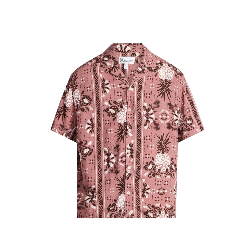 NWT No Boundaries Hawaiian Pineapple Summer Short Sleeve Button Up Men's XS